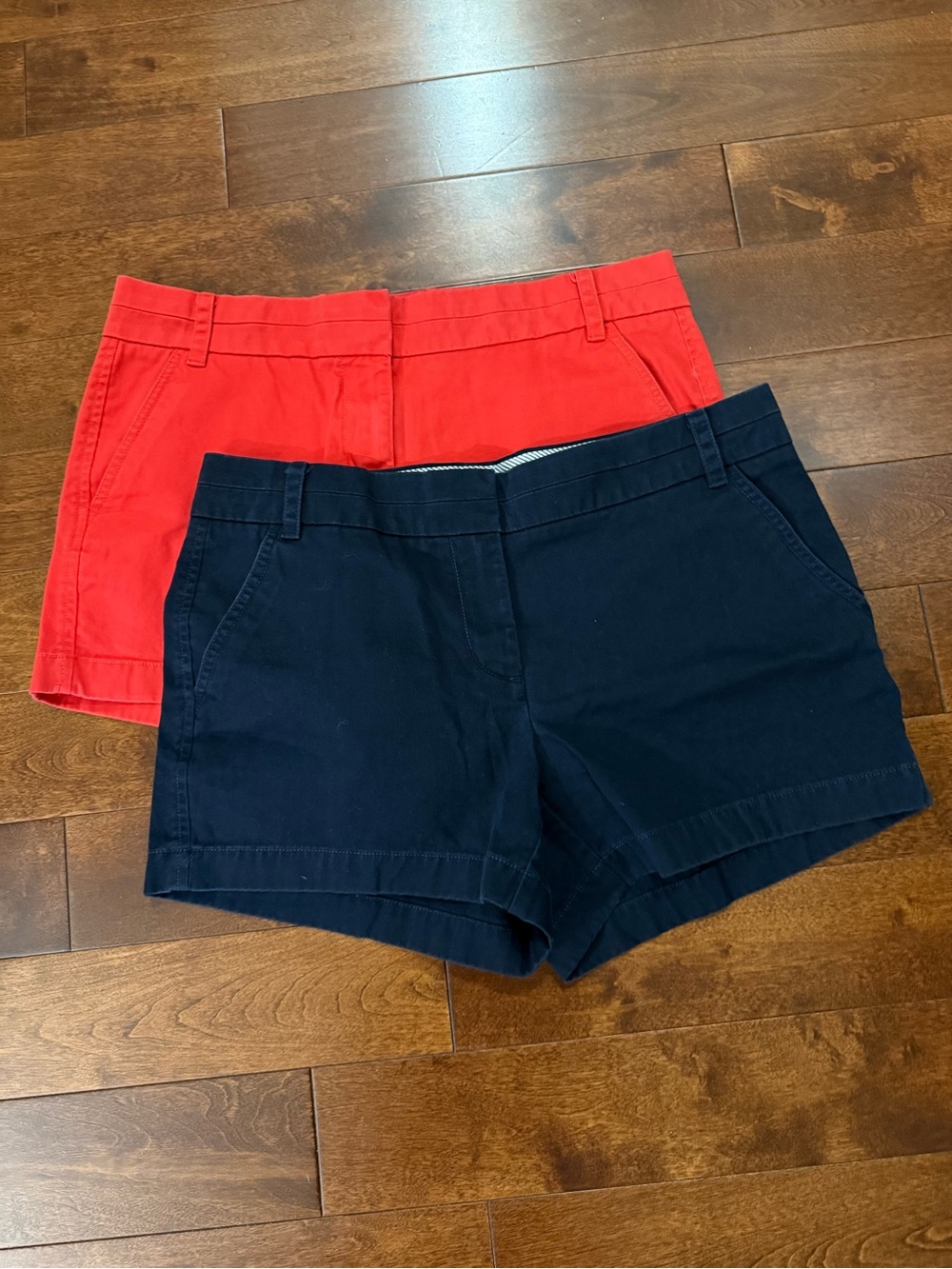 J. Crew Navy and Red Cotton Casual Shorts Duo